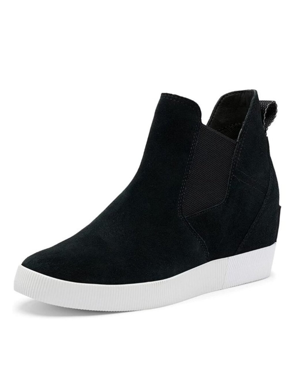 Sorel Women's 5 Out N About Slip-On Wedge Bootie Black White Waterproof size 8